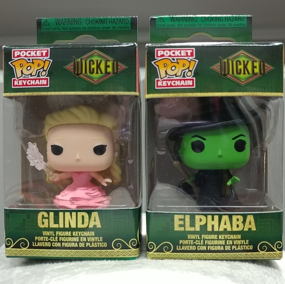 Funko Accessories - 2 Set Wicked Keychain Glinda Keychain Elphaba Keychain Wicked Movie Pocket Pop!